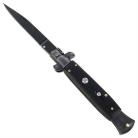 Black Wood Stiletto Automatic Knife Black Flat Grind Dozen