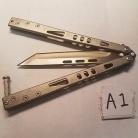 Blade Tricks Balisong 9 inch Silver Satin Tanto Folding Butterfly Knife