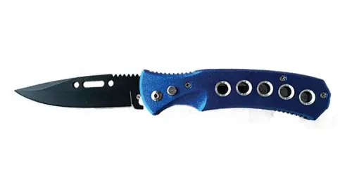 Blue Ballistic Auto Push Button Switch Blade Knife