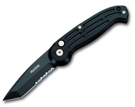 Boker Magnum Black Automatic Knife Black Tanto Serrated