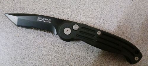 Boker Magnum Mini Black Tanto Serrated Automatic Knife Black