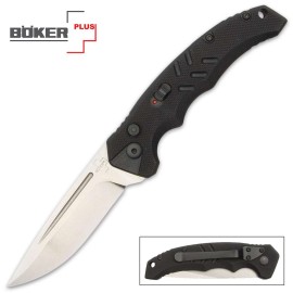 Boker Plus G-10 Black Intention Automatic Knife D2 Drop Point