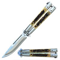 Back in Time Stag Clip Point Stainless Steel Butterfly Flipper Knife