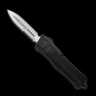 CobraTec CTK-1 Black D/A OTF Auto, 3.75" D2 Dagger Single Serrated Blade, Aluminum Handle