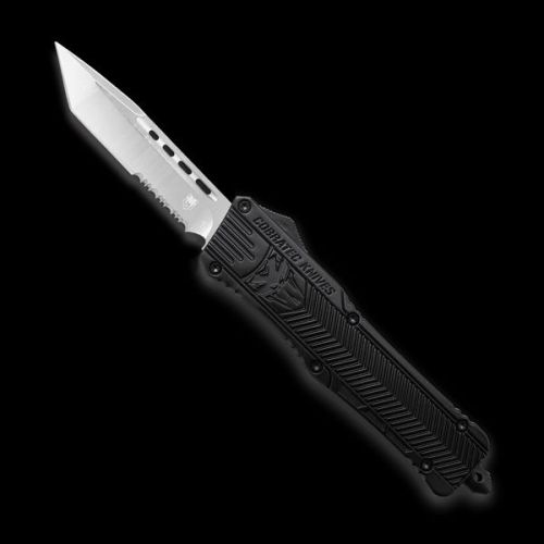 CobraTec CTK-1 D/A OTF Auto, 3.75" D2 Tanto Serrated Blade, Aluminum Handle Black