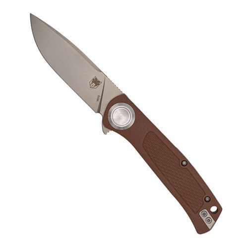 CobraTec EDC Scout Button Lock, 3.12" VG10 Drop Blade, Grivory Scales Handle Mocha