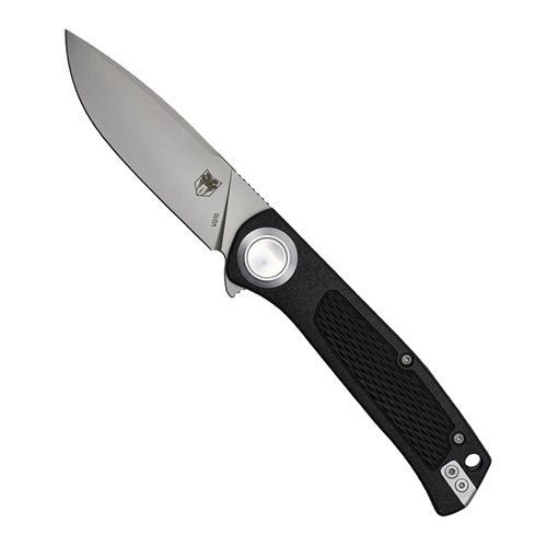 CobraTec EDC Scout Button Lock Folding Knife, 3.12" VG10 Drop Blade, Grivory Scales Handle Black