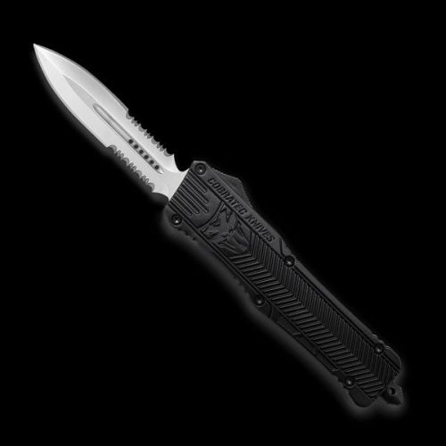 CobraTec CTK-1 Black D/A OTF Auto, 3.75" D2 Dagger Serrated Blade, Aluminum Handle