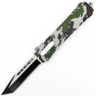 Coffin Army Camo D/A OTF Automatic Knife Two Tone Tanto Serrated
