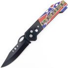Confederate Flag Rebel Automatic Knife Black Drop Point