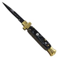 Best Value Cross Imitation Horn Milano Stiletto Automatic Knife (8.62" Overall)