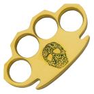 Dalton 10 Ounce Real Brass Knuckles Buckle Paperweight - Skull Green