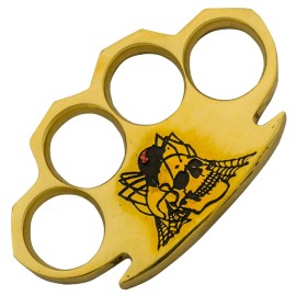 Dalton 10 Ounce Real Brass Knuckles Buckle Paperweight Skull Spider Black