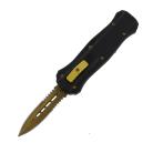 Damascus 5.5" Silver D/A OTF Automatic Knife Gold Dagger Serrated