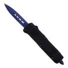 Damascus 6.75" Mini Ranger D/A OTF Black Automatic Knife Blue Dagger