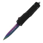 Damascus 7.25" Black D/A OTF Automatic Knife Rainbow Dagger