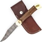 Damascus Beaver Wood Lever Lock Automatic Knife File Work