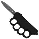 Damascus Black Carbon Fiber D/A OTF Trench Knuckle Automatic Knife Dagger