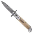 Lever Lock Blonde Horn Automatic Knife Damascus Swinguard