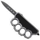 Damascus Carbon Fiber D/A OTF Trench Knuckle Automatic Knife Dagger
