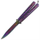 Damascus Solid Heavy Butterfly Knife Titanium Drop Point