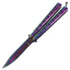 Damascus Heavy Holes Butterfly Knife Titanium Bayo