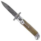 Damascus Honey Horn Swinguard Automatic Lever Lock Knife