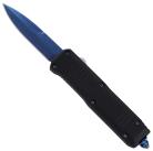 9.5" Damascus Ranger D/A OTF Black Automatic Knife Blue Bayo