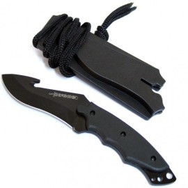 Defender 7" Gut Hook Skinning Neck Knife Black