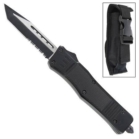 Delta Force Black D/A OTF Automatic Knife Tanto Point Two Tone Serrated