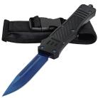 Delta Force Black D/A OTF Automatic Knife Damascus Blue Drop Point
