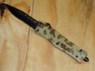 Delta Force D/A OTF Desert Camo Drop Point Serrated Black Automatic Knife