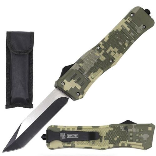 Delta Force Digital Camoflage D/A OTF Automatic Knife Two Tone Tanto