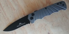 Delta Force Gray Side Opening Automatic Knife Black Drop Serrated