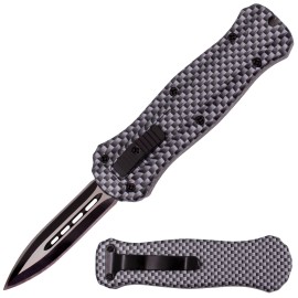 Demon Mini 5.5" Carbon Fiber D/A OTF Automatic Knife Two Tone Dagger