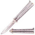 Dragon Heavy Butterfly Knife 9" Silver Balisong Satin