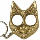 Evil Cat Self Defense Keychain Brass