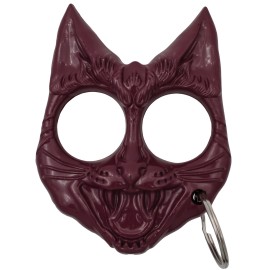 Evil Kitty Cat Protector Knuckle Keychain Dark Purple