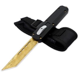 Extractor D/A OTF Black Automatic Knife Gold Tanto