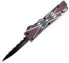 5" Slim Confederate Flag D/A OTF Automatic Knife Black Dagger Serrated