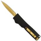 Firecracker Black D/A OTF Automatic Knife Damascus Gold Dagger