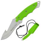 Fixed Blade Full Tang Green Zombie Gut Hook Neck Knife