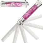 Flip Comb Pink Marble Automatic Knife