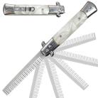 Flip Comb White Marble Automatic Knife