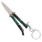 Flipper Keychain Butterfly Knife Green Balisong 3.5 Inches