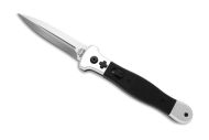 Fort Knife Works Black G-10 Cross Side Opener Automatic Knife Satin Dagger (8.5" Overall)