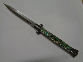 Frank B 11 Inch Italian Stiletto Automatic Knife Abalone Bayo