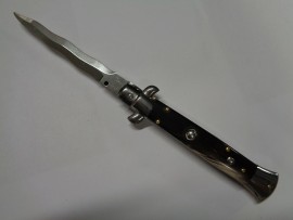 Frank B 9 Inch Italian Stiletto Automatic Knife Dark Horn Kriss