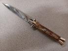 Frank B 9" Italian Stiletto Automatic Knife Red Dot Blonde Horn Bayo