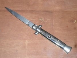 Frank B Real Italian Dark Horn Automatic Knife Flat Grind